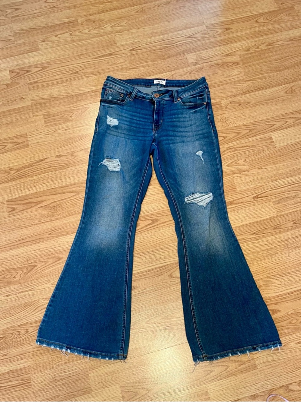 Maurice’s edgely Dark Blue Distressed Flare Jeans